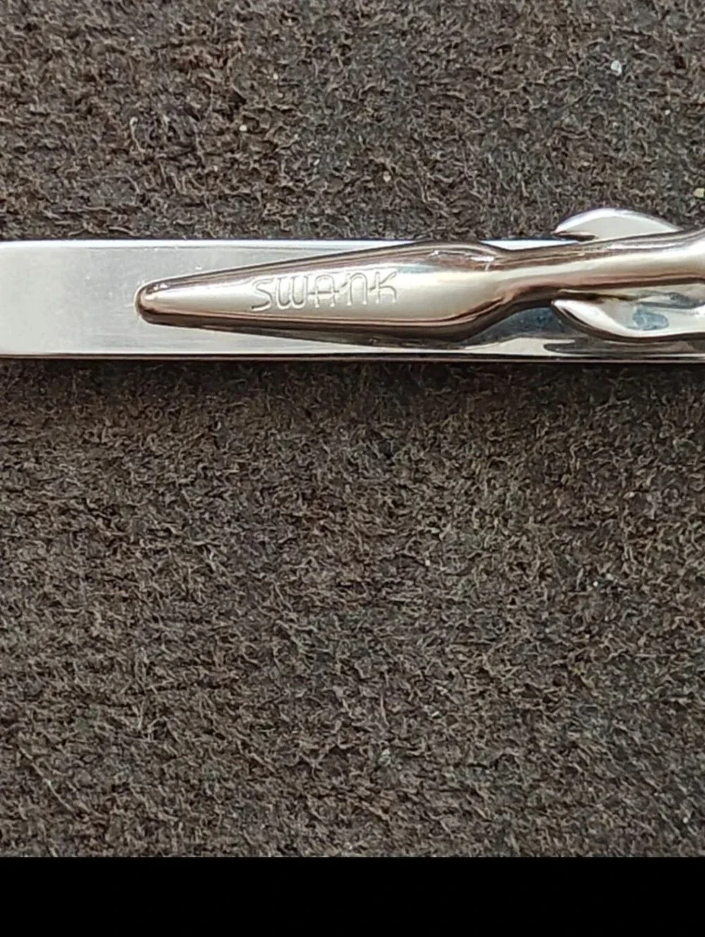 1960s Swank Silver Tone Textured With Centered Pearl